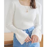 オフホワイト | 選べる２タイプ スクエアネック袖フレアリブニット［C6990］ | KOBE LETTUCE