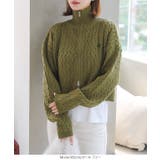 胸元刺繍スタンドカラージップニットトップス［C7187］ | KOBE LETTUCE | 詳細画像6 