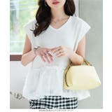 Vネック裾ジャガードドッキングニットブラウス［C7536］ | KOBE LETTUCE | 詳細画像4 