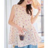 バックリボンAライン フラワー柄ブラウス［C7563］ | KOBE LETTUCE | 詳細画像1 