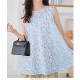 バックリボンAライン フラワー柄ブラウス［C7563］ | KOBE LETTUCE | 詳細画像7 