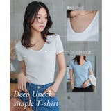 深Uネック半袖シンプルTシャツ［C7609］ tシャツ 半袖 | KOBE LETTUCE | 詳細画像2 