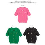 金ボタン襟付きリブ半袖ニット［C7625］半袖 ニット 金ボタン | KOBE LETTUCE | 詳細画像9 