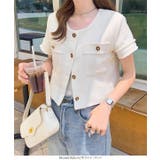 デザインボタン 半袖ツイードジャケット 半袖 | KOBE LETTUCE | 詳細画像2 