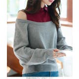 シャツレイヤード風ニットトップス［C7679］ レイヤード風 ニット | KOBE LETTUCE | 詳細画像5 