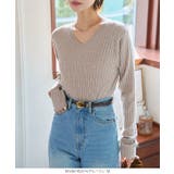 M L 太リブVネックもっちりインナーニット［C7714］ | KOBE LETTUCE | 詳細画像5 