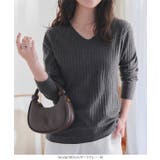 M L 太リブVネックもっちりインナーニット［C7714］ | KOBE LETTUCE | 詳細画像8 