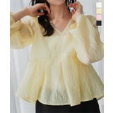 シアージャガードVネックペプラムブラウス［C7790］ シアー ペプラムブラウス | KOBE LETTUCE | 詳細画像1 