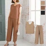 ノースリーブトップス×ワイドパンツセットアップ レディース バックシャン | KOBE LETTUCE | 詳細画像1