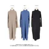 ショルダーボタンニットワンピースハイネックロング丈スリットシンプル秋冬秋冬大人重… | KOBE LETTUCE | 詳細画像2
