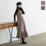 チェック柄バックゴム入りマーメイドワンピース 秋 秋服 | KOBE LETTUCE | 詳細画像1