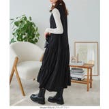 ブラック | 切替ディープVネックジャンスカワンピース［E3366］ | KOBE LETTUCE