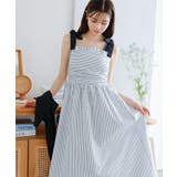 オフ×ブラック | ショルダーリボンストライプワンピース［E3411］ | KOBE LETTUCE