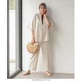 リネン混生地バックウエストゴム裏地付きワイドパンツ [M3294] レディース | KOBE LETTUCE | 詳細画像5 