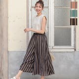 ストライプワイドパンツ レディース スカーチョ | KOBE LETTUCE | 詳細画像1