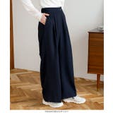 ネイビー | 2wayアジャスタブルウエストワイドパンツ［M3841］ | KOBE LETTUCE