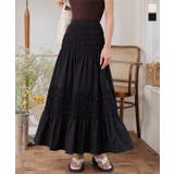 シャーリングフレアスカート［M4219］ロングスカート 春服 夏 | KOBE LETTUCE | 詳細画像1 