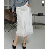 サテンレースミディ丈スカート［M4491］ サテンレースミディ丈スカート レディ… | KOBE LETTUCE | 詳細画像1 