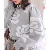 薔薇柄ボリュームスリーブニットトップス［N1117］ | KOBE LETTUCE | 詳細画像1 