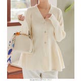 Vネックペプラムリブカーディガン［N1155］ | KOBE LETTUCE | 詳細画像4 