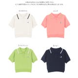 胸元刺繍バイカラーポロニットトップス［N1170］ | KOBE LETTUCE | 詳細画像11 