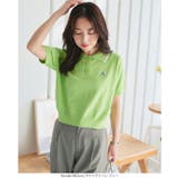 胸元刺繍バイカラーポロニットトップス［N1170］ | KOBE LETTUCE | 詳細画像10 
