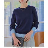 M L 丸首バイカラーニットトップス［N1258］ | KOBE LETTUCE | 詳細画像9 