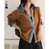 デニム襟ボタンニットカーデ デニム襟 ボタン | KOBE LETTUCE | 詳細画像1