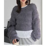 フェザーボーダーショートニットトップス［N1282］ フェザー ボーダー | KOBE LETTUCE | 詳細画像2 