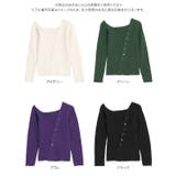 アシメネックボタンデザインリブニットトップス リブニット トップス | KOBE LETTUCE | 詳細画像9