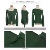 アシメネックボタンデザインリブニットトップス リブニット トップス | KOBE LETTUCE | 詳細画像10