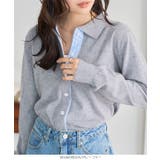 ストライプ切替ポロニットカーディガン［N1335］ ポロニット カーディガン | KOBE LETTUCE | 詳細画像7 