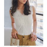 胸元レースVネックパールボタンニットトップス［N1369］ 胸元レース Vネック | KOBE LETTUCE | 詳細画像6 