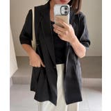 ブラック | [ yuiさんコラボ ]半袖シアーテーラードジャケット［K1420］ | KOBE LETTUCE