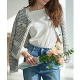 ホワイト | 丸首ストレッチツイードジャケット［K1436］ | KOBE LETTUCE