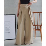 ベージュ | ウエストリボンワイドパンツ［M4338］ ウエストリボン ワイドパンツ | KOBE LETTUCE