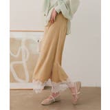 ベージュ | 選べる2タイプミディorロング裾レースサテンスカート［M4360］ 裾レース サ… | KOBE LETTUCE