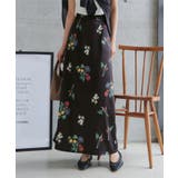 ブラック | 花柄プリントスカート［M4371］ 花柄スカート レディース | KOBE LETTUCE