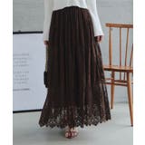 ブラウン | 総レースフレアマキシスカート［M4400］ 総レース フレアスカート | KOBE LETTUCE