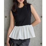 ブラック | ペプラム切替ニットトップス［N1272］ ノースリニット ペプラム | KOBE LETTUCE