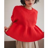 レッド | ケーブルスリーブペプラムニットトップス［N1312］ ペプラムトップス ニット | KOBE LETTUCE