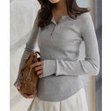 グレー | ヘンリーネックリブニットトップス［N1321］ | KOBE LETTUCE