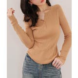 サンドベージュ | ヘンリーネックリブニットトップス［N1321］ | KOBE LETTUCE