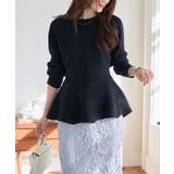 ブラック | リブペプラムニット［N1324］ ペプラムニット トップス | KOBE LETTUCE