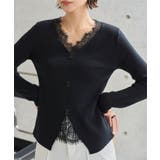 ブラック | レースドッキングニット［N1330］ | KOBE LETTUCE