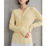 イエロー | レースリブニットカーディガン［N1332］ | KOBE LETTUCE