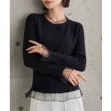 ブラック | チュール切り替えリブニットトップス［N1334］ | KOBE LETTUCE