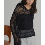 ブラック | 透かし編みフーディトップス［N1349］ 透かし編み フーディ | KOBE LETTUCE