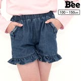 デニムフリルショートパンツ ウエストゴム リボン | 子供服Bee | 詳細画像1 