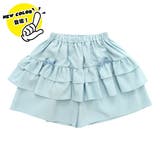 ライトブルー×2段フリル | ショートパンツ フリル リボン | 子供服Bee